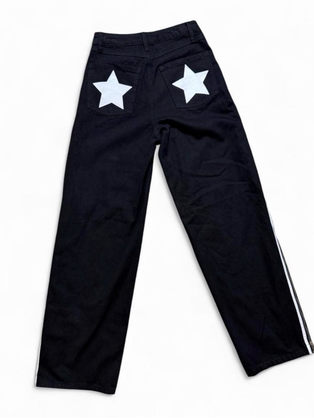 NWT Hot Topic High Waisted Straight Leg Black/White Star Carpenter Pants Size 1